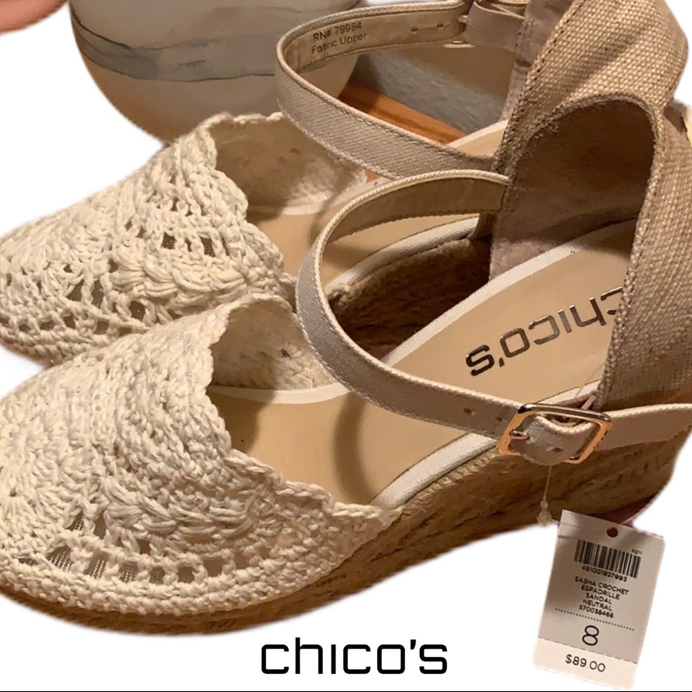 ❣️SOLD❣️Chico’s Crochet Espadrille Sandals Size 8 - Picture 3 of 6